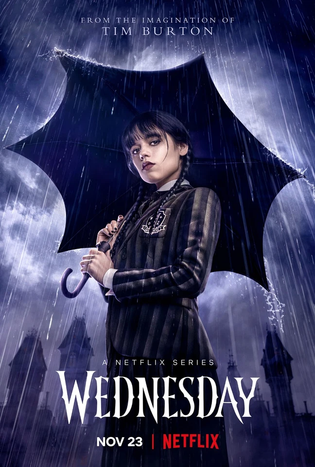 Wednesday poster print (b) : 11 x 17 inches : Jenna Ortega, Tim Burton