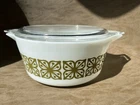 Vintage Pyrex 2.5 Qt Casserole Autumn Floral Verde 475-B W/ Lid