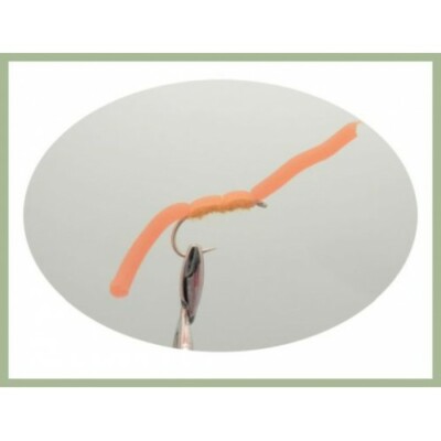 Squirmy Worms, Forellenfliegen, 6er Pack Orange Squirmy, Größe 10, Angeln Fliegen