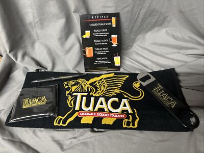 NEW TUACA Bottle Opener, Bar Towel, Pen & Wristband- 4 Pc Bartender Set ...