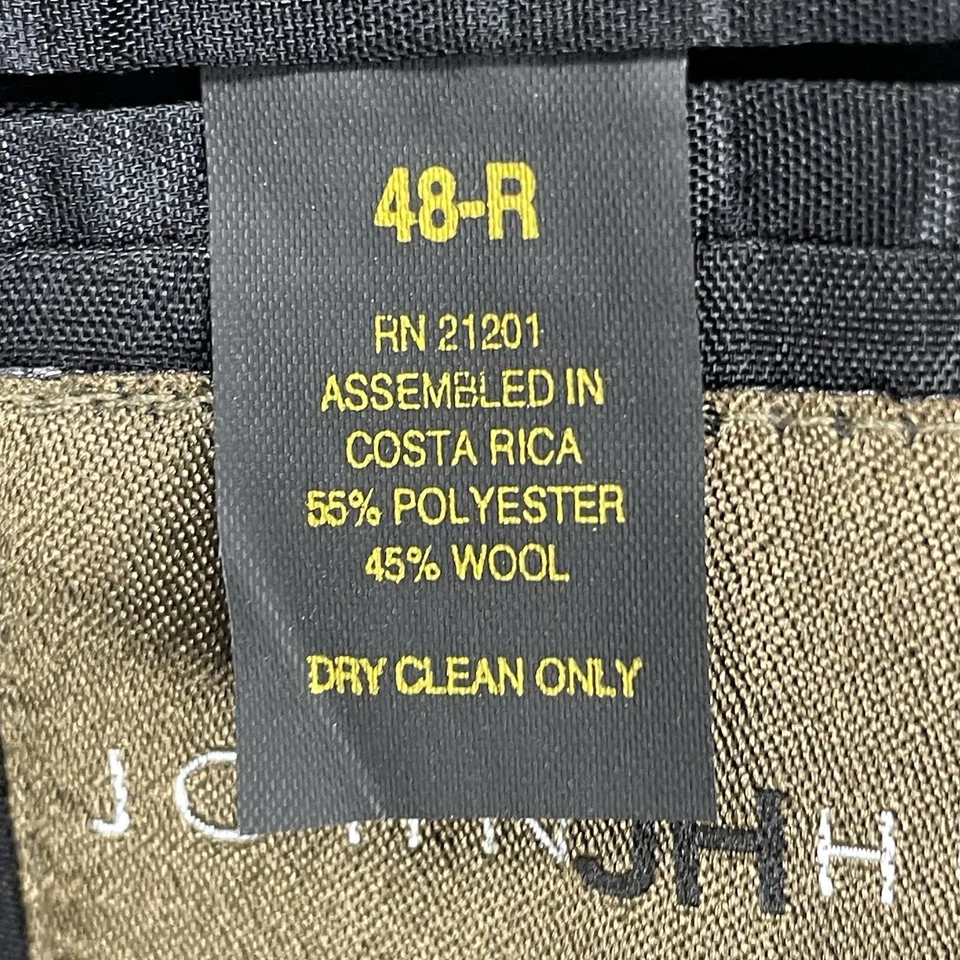 John Henry Black Pebbled Wool Suit 2 Piece Set Blazer Ventless 3 Button Size 48R - Image 3 of 4