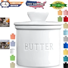 Ceramic Butter Crock with Lid - French Butter Keeper, Spreadable Butter Dish,...
