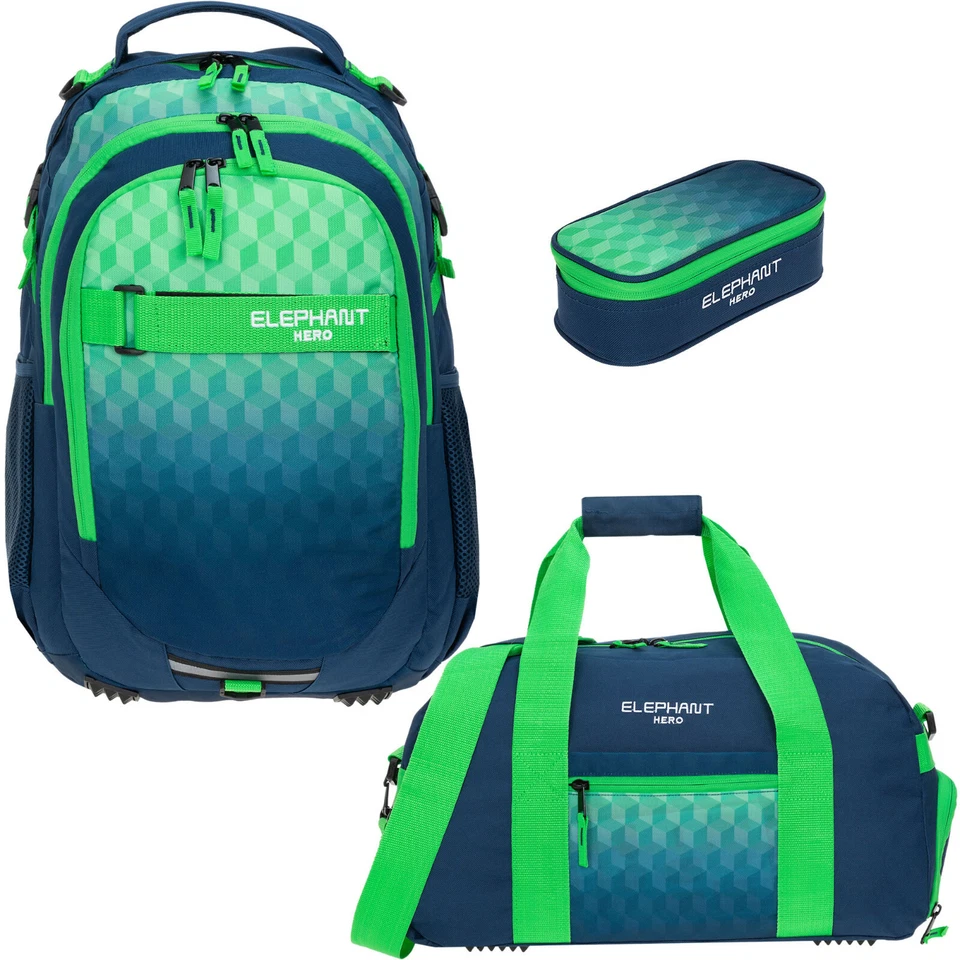 Schulrucksack 3 T Set Mädchen Jungen Elephant Signature Sporttache Mäppchen rsmb - Bild 2 von 4