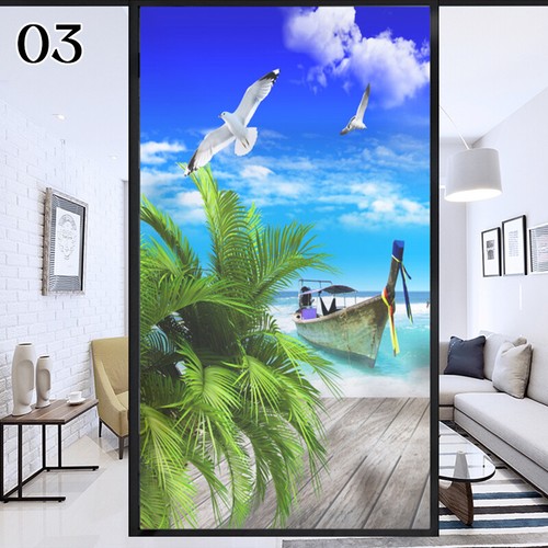 Frosted Window Film Decorative Seaside Beach Glass Stickers Static NEW - Picture 8 of 35