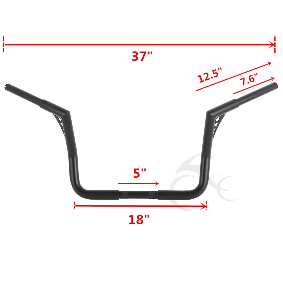 Manillar de 12" de tiro 1 1/4" Ape Hangers apto para Harley Touring Dresders excavadoras Foto 3 de 4