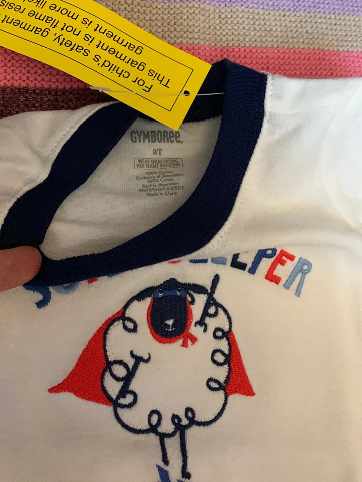 Gymboree Pijama Bebé Super Dormir Oveja,2 Piezas,Con Pantalones Cortos,Talla 2T,Ropa de Dormir Foto 3 de 4