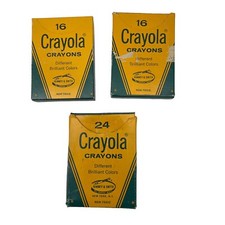 Vtg 3 Boxes Crayola Crayons 16 Count 24 Count Binney Smith No Barcode Used