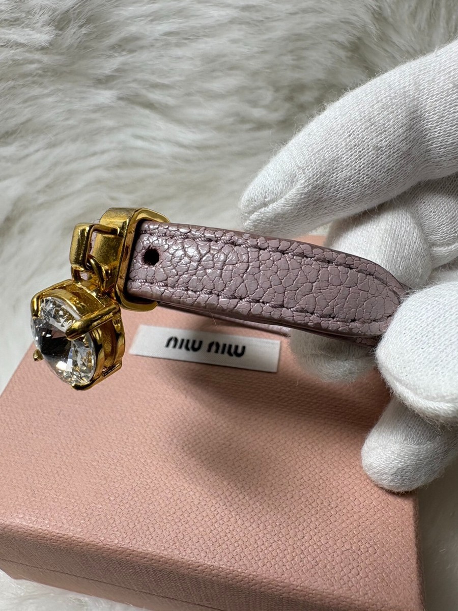 MIU MIU Madras leather bracelet with crystals MUGHETTO