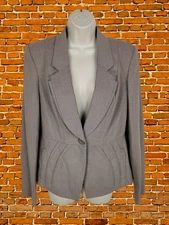 BNWT WOMENS NEXT SIZE UK 12R TAUPE MIX TAILORED SUIT JACKET COAT SINGLE BREASTED