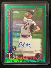 David Festa 2025 Topps Chrome Logofractor Green Auto #65/99 (RC) - Twins