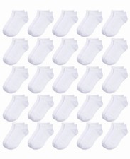 25 Pack Kids Low Cut Ankle Socks Unisex Athletic Socks 4-6 Years