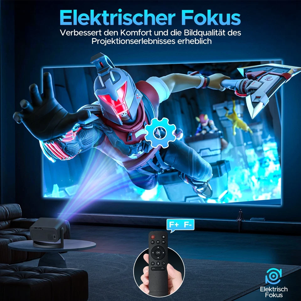 2025 NEU Mini Beamer FHD 4K Projektor LED WiFi 6 Bluetooth Android TV Heimkino - Bild 4 von 4