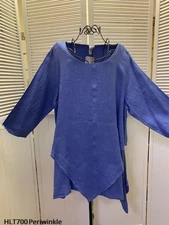 HLT700 2X Periwinkle NWT Match Point Linen Shirt Tunic Pull Over Blue Layered