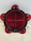 Vintage Anchor Hocking Five Point Round, Ruby Red Ashtray *Mint*