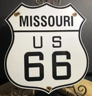 VINTAGE ROUTE MISSOURI 66 US 13” PORCELAIN SIGN GASOLINE HIGHWAY ROAD GAS OIL