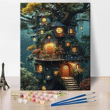 Tree House Paint by Numbers Kit for Adults, Fantasy 16"X20", 