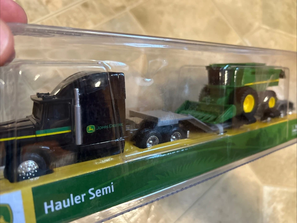 Set of 3 John Deere Semi Haulers-yellow /black/white -1/64 Scale TOMY - Image 2 of 4