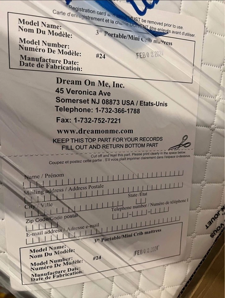 Colchão Dream On Me para mini berço - Imagem 3 de 4