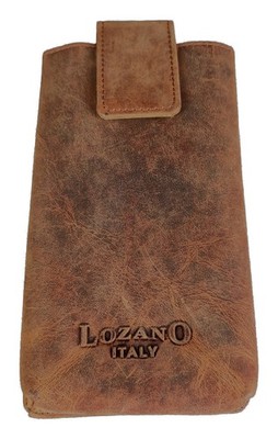 Echt Leder Handy Smartphone Gürteltasche Rustikal - Holster - natur Büffelleder