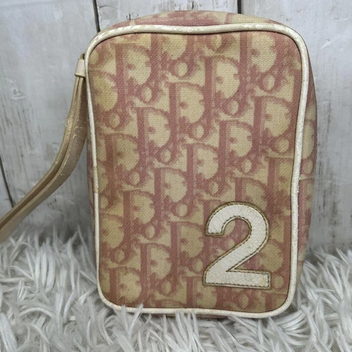 Pochette trotteur Christian Dior toile rose émaillée accessoire de mode authentique