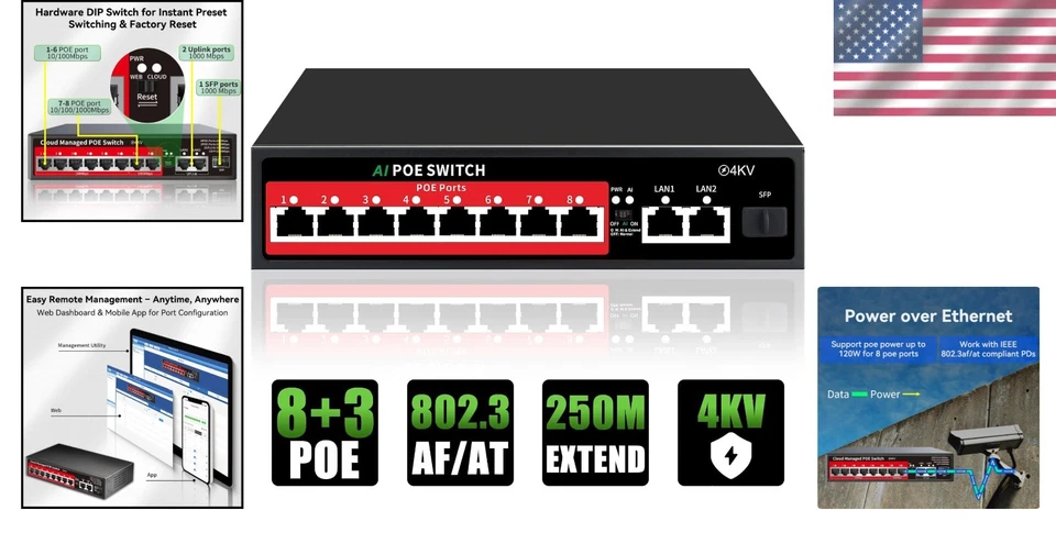 8-Port PoE+ Smart Managed Switch - VLAN & QoS Support for Seamless Connectivity - Image 2 of 4