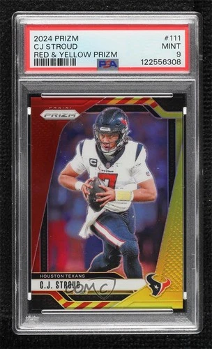 2024 Panini Prizm Red & Yellow Prizm 4/44 CJ Stroud #111 PSA 9 MINT