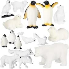 Kasyat 16 Pcs Polar Animals Figurines Antarctic Set Plastic Arctic... 