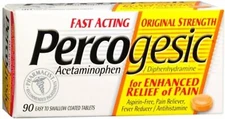 Percogesic Acetaminophen Pain Reliever Fever Reducer Fast Acting 90 ct Pack of 6