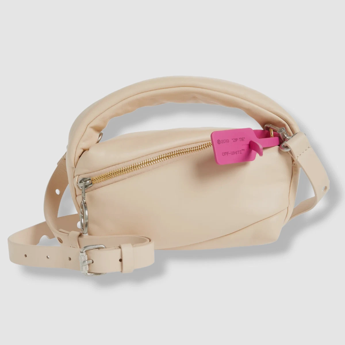 $1350 Off-White Women's Beige Pump Leather Shoulder Crossbody Pouch Purse  Bag