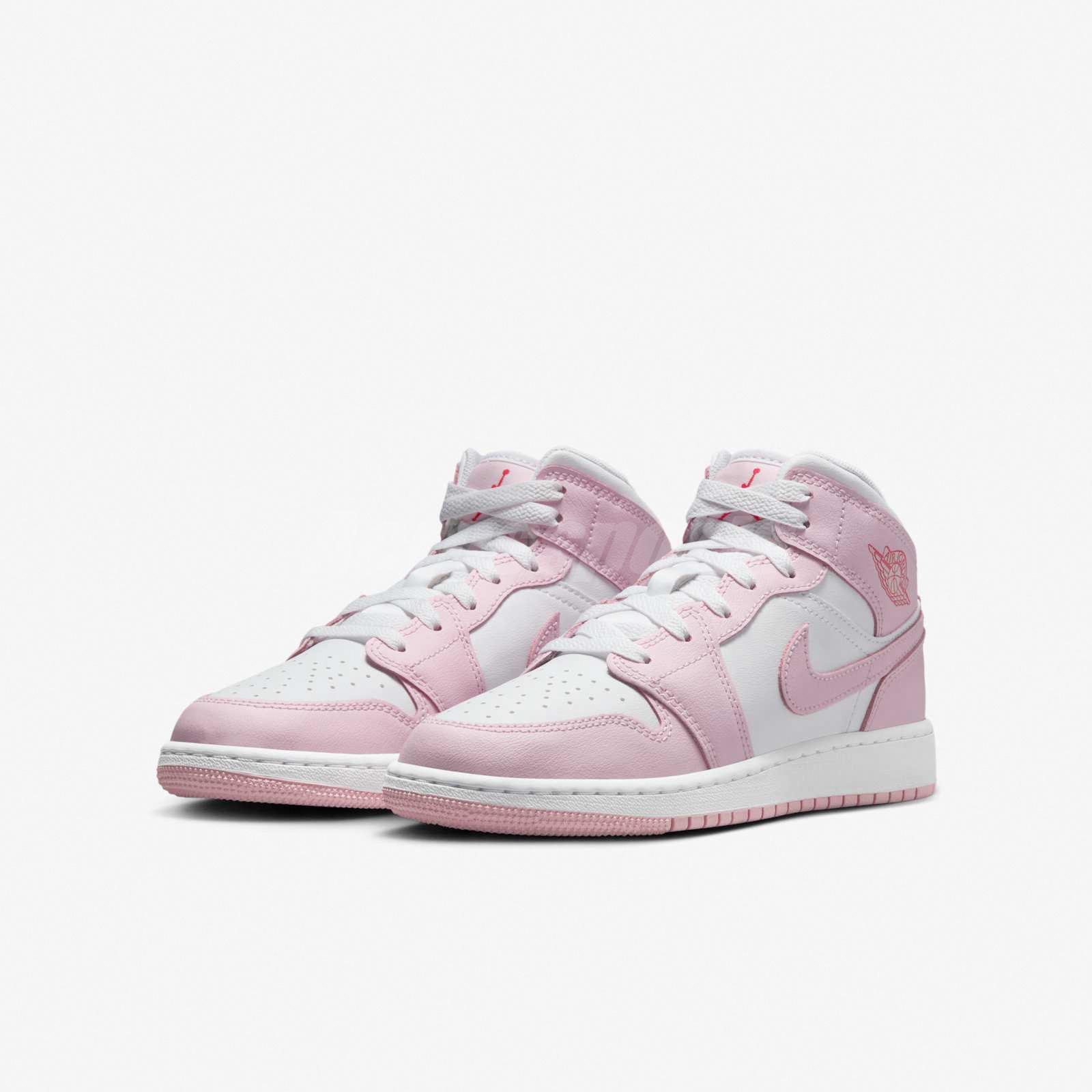 Nike Air Jordan 1 Mid GS AJ1 Pink Foam Fire Red Kids Youth Women Shoe DQ8423-608