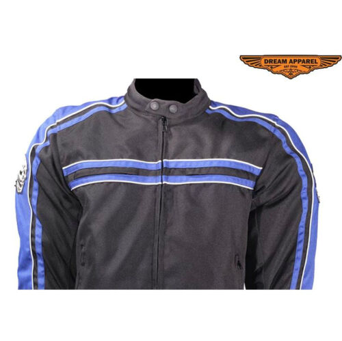 Motorcycle Jacket Lightweight, Black Blue - Foam Based Certified Armor Biker New - Picture 4 of 8