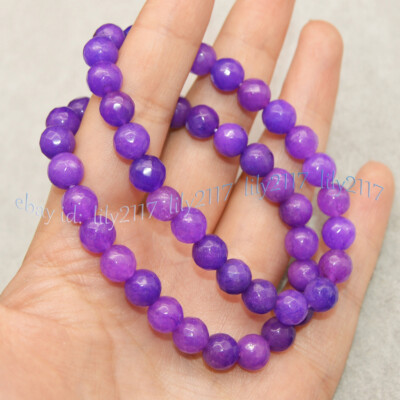 Faceted 8mm Natural Purple Sugilite Round Gemstone Beads Elastic