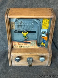 1930s Baker Novelty Kicker Football Coin Op Penny Trade Stimulator Game One Sent