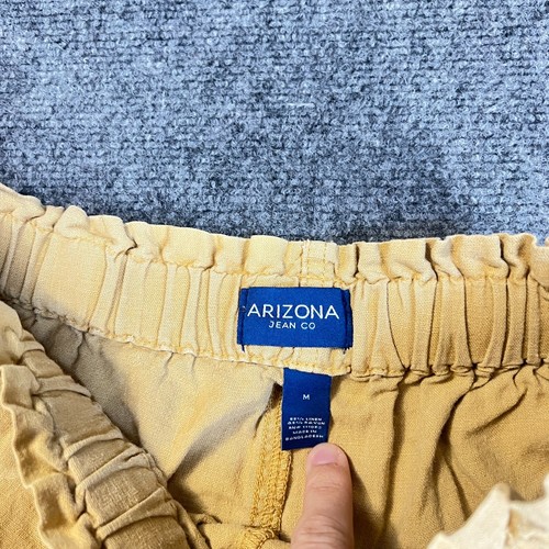 Linen Shorts Womens Medium Yellow Pockets Elastic Waist Drawstring Deep Pockets - 第 4/4 張圖片
