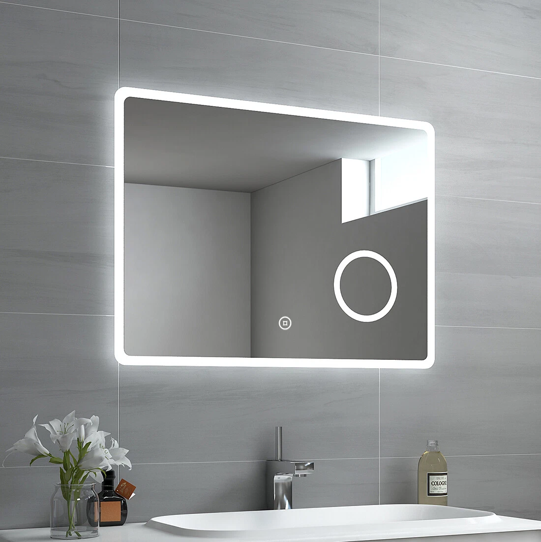 LED Badspiegel mit Beleuchtung Schminkspiegel Badezimmerspiegel Wandspiegel EMKE