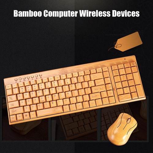 Keyboard Bamboo Mouse Wireless Wooden Combo Set Natural Devices Environment U1N - Afbeelding 6 van 18