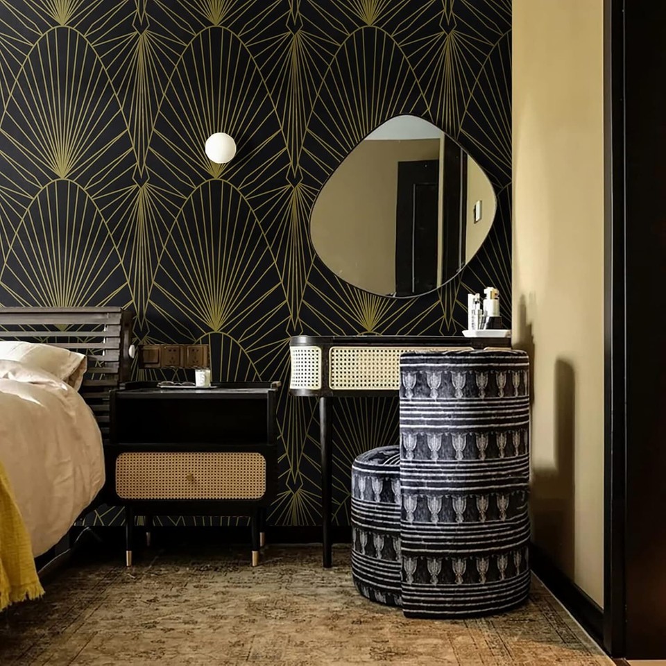 Peel and Stick Wallpaper Black Gold 17.3''x118.7'', eBay