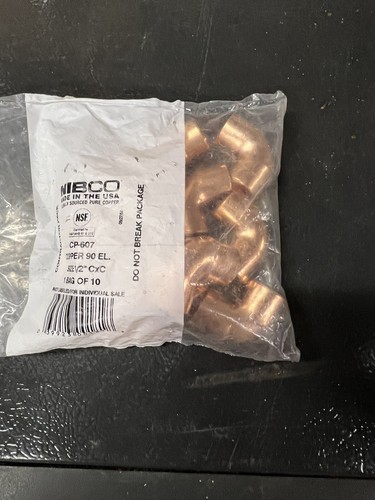 BRAND NEW (Bag of 10) Nibco CP-607 Copper 90 Elbow PLUMBING PIPE SUPPLIES 