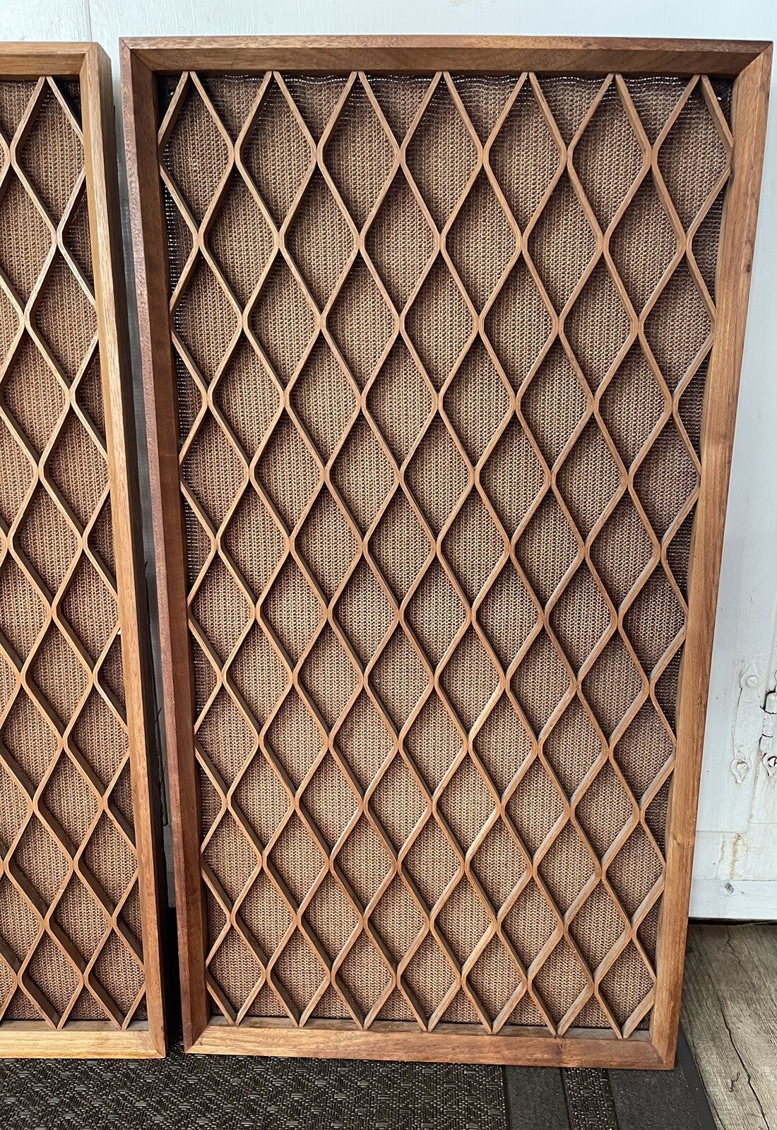 Vintage Pair Of Realistic Nova 8 / 8B Walnut Stereo Lattice Speaker
