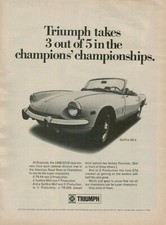 1969 Triumph Spitfire Mk 3 1968 Scca Champion American Road Vintage Print Ad 1969 Triumph Spitfire Mk 3 1968 Scca Champion American Road Vintage Print Ad