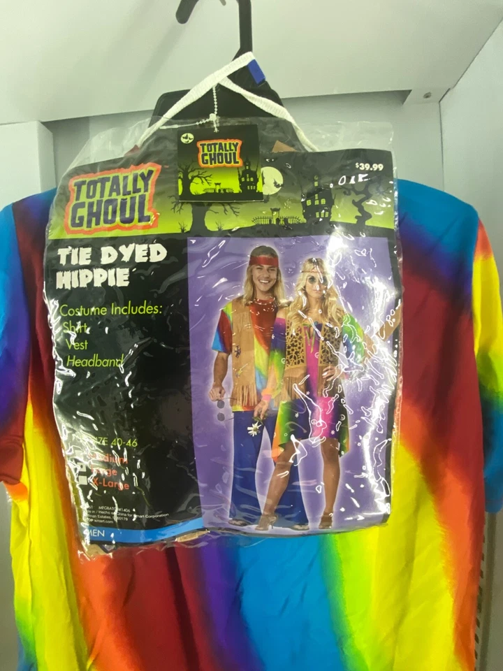 Disfraz de corbata teñida Hippie Free Spirit años 60 para hombre totalmente ghoul talla L 40-46 Foto 4 de 4