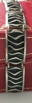 ARMBAND  Emaille Mattemaille Emaill Enamel David Andersen Silber 925 Welle 37,9g