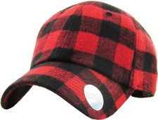 Buffalo Plaid Curved Visor Baseball Cap Dad Hat Polo Style Low Crown