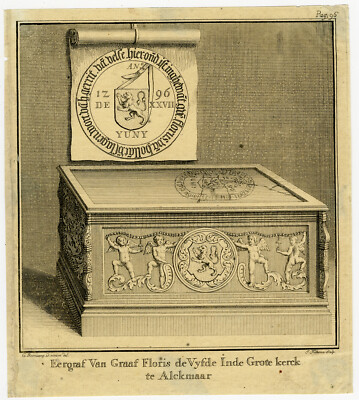 Antiker Druck-GESCHICHTE-GRABDENKMAL-FLORIS V-Boomcamp-Folkema-1747
