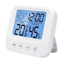 Thermometer Indoor Digital LCD Hygrometer Temperature Humidity Meter Alarm Clock
