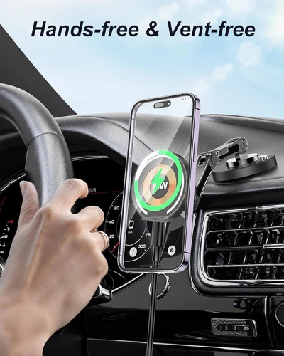 For Magsafe Car Mount Charger for iPhone Magnetic 15W Dash Window Charging Mount - Picture 6 of 18