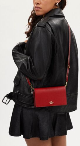 Coach Anna Klappkupplung Umhängetasche Logo Riemen Canvas & Leder CH310 - Bild 3 von 4