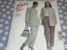 McCALL'S 3913 MISSES PETITE STITCH SAVE SHIRT JACKET & PANTS PATTERN-UNCUT-8-14