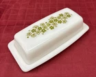 Pyrex Spring Blossom Crazy Daisy Green Vintage 7 inch Butter Dish w/Lid USA