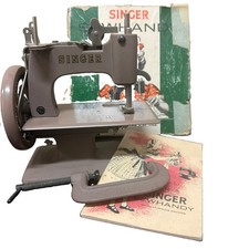 Vtg Singer Sewhandy Model 20 Childs Sewing Machine Beige Hand Clamp Instructions